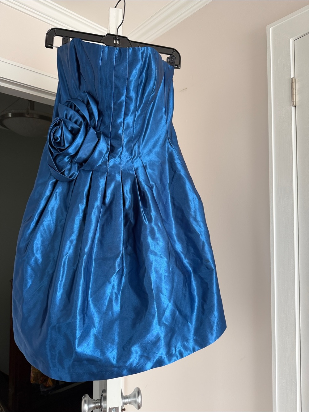 Jessica McClintock Strapless Royal Blue Rosette Cocktail Dress size 8